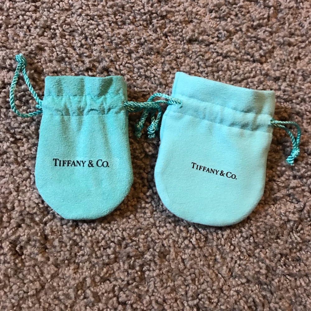 2 Authentic Tiffany & Co cinch jewelry pouches